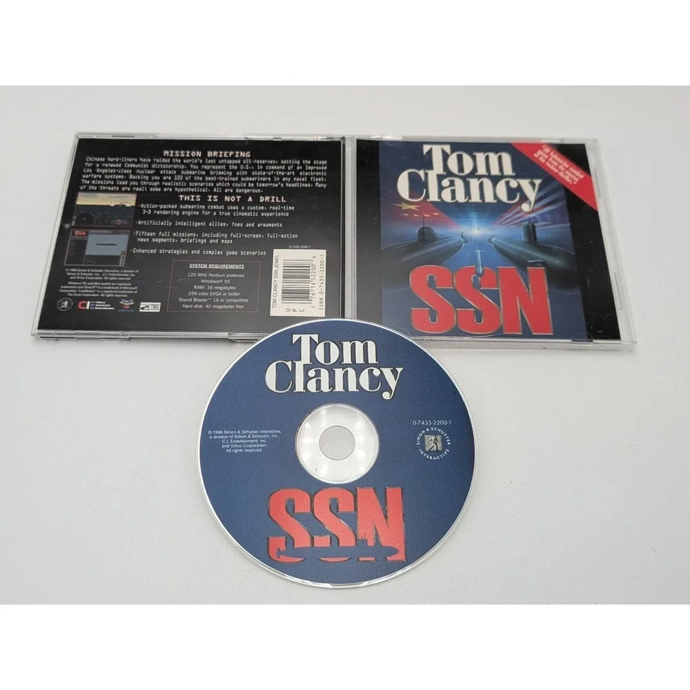 Tom Clancy SSN Submarine Combat PC Game CD-ROM Windows 95 98 ME Tested